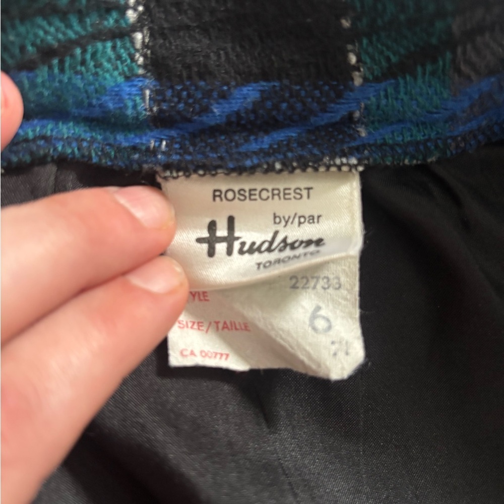 Vintage Hudson Jeans Blue and Green Plaid A-Line Skirt - Picture 2 of 3